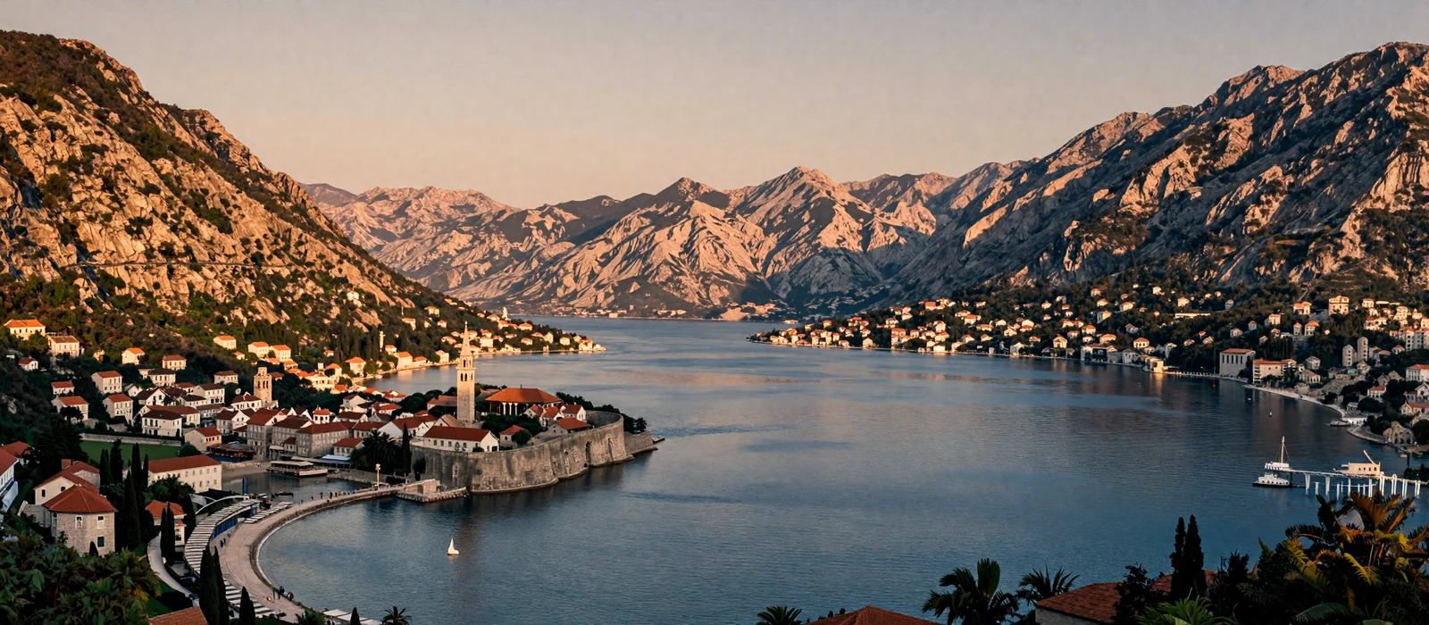 Panoramic view of Kotor Bay, Montenegro reflecting the beauty of the Balkan region