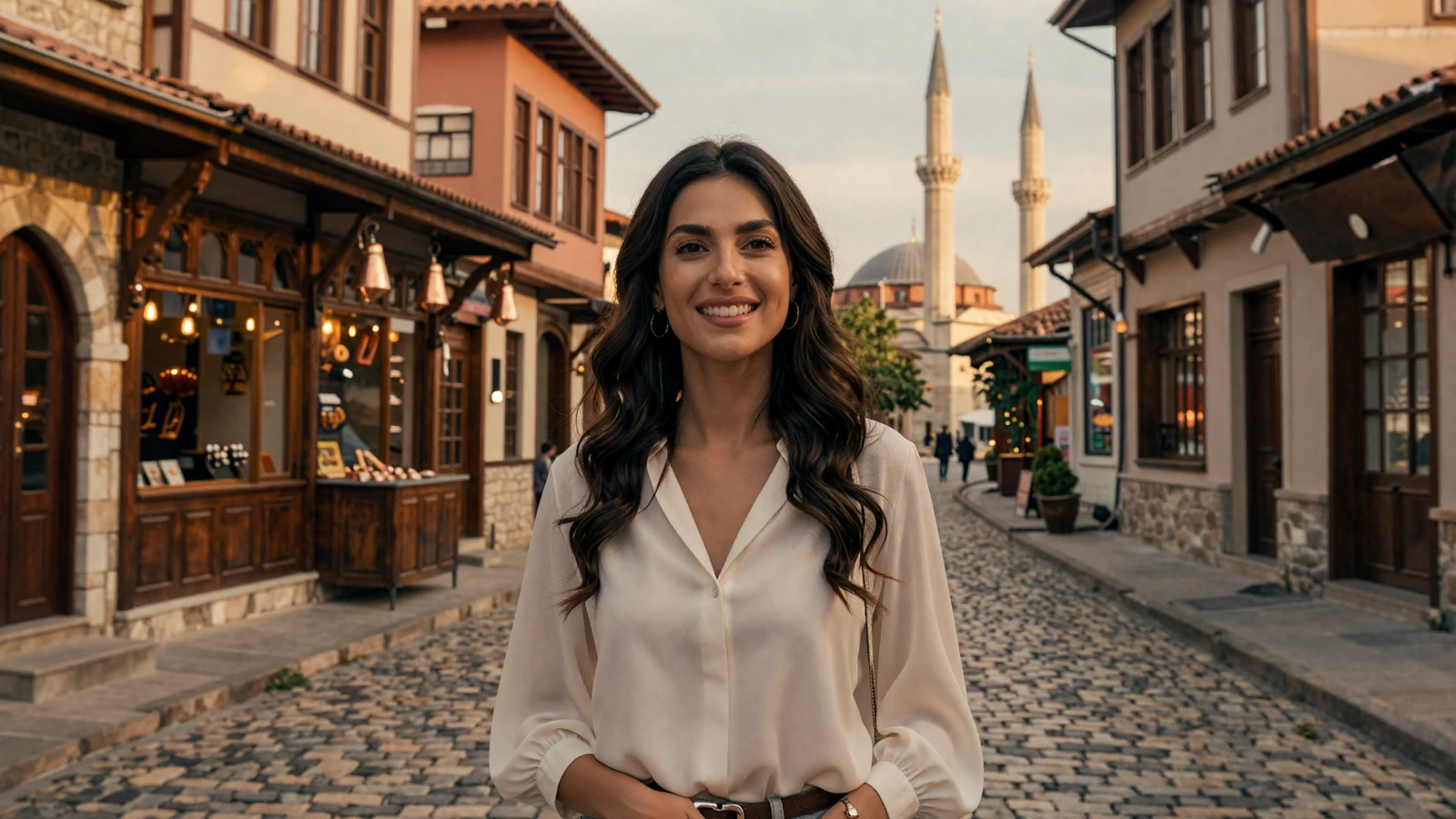 Beautiful Bosnian woman in Sarajevo Old Town Baščaršija representing genuine Bosnian singles seeking lasting relationships